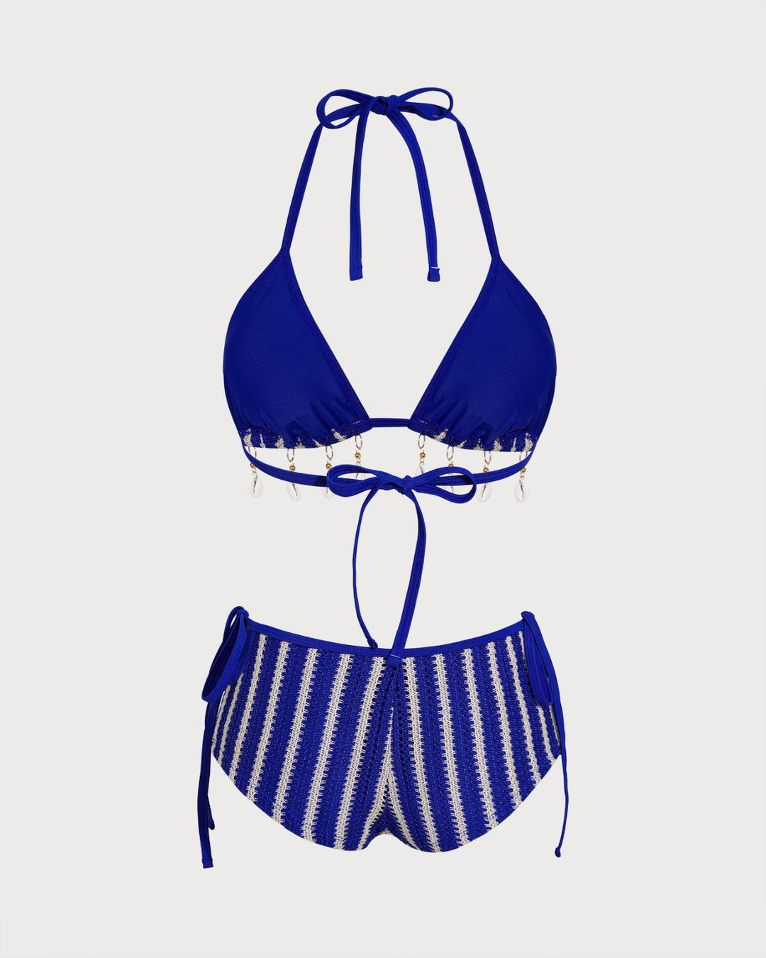 Morgan and Brooke | Halter Triangle Bikini Set for Women in Blue