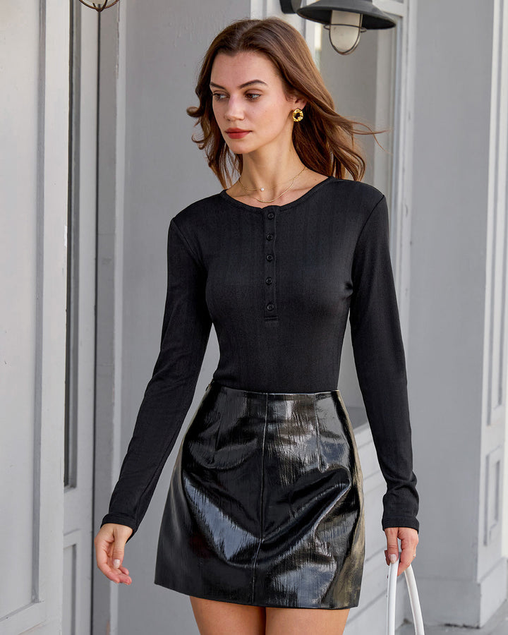Morgan and Brooke | Black Slim Knit Office Tee