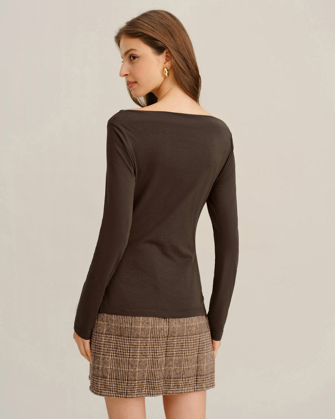 Morgan and Brooke | Ruched Knit Tee for Women in Coffee