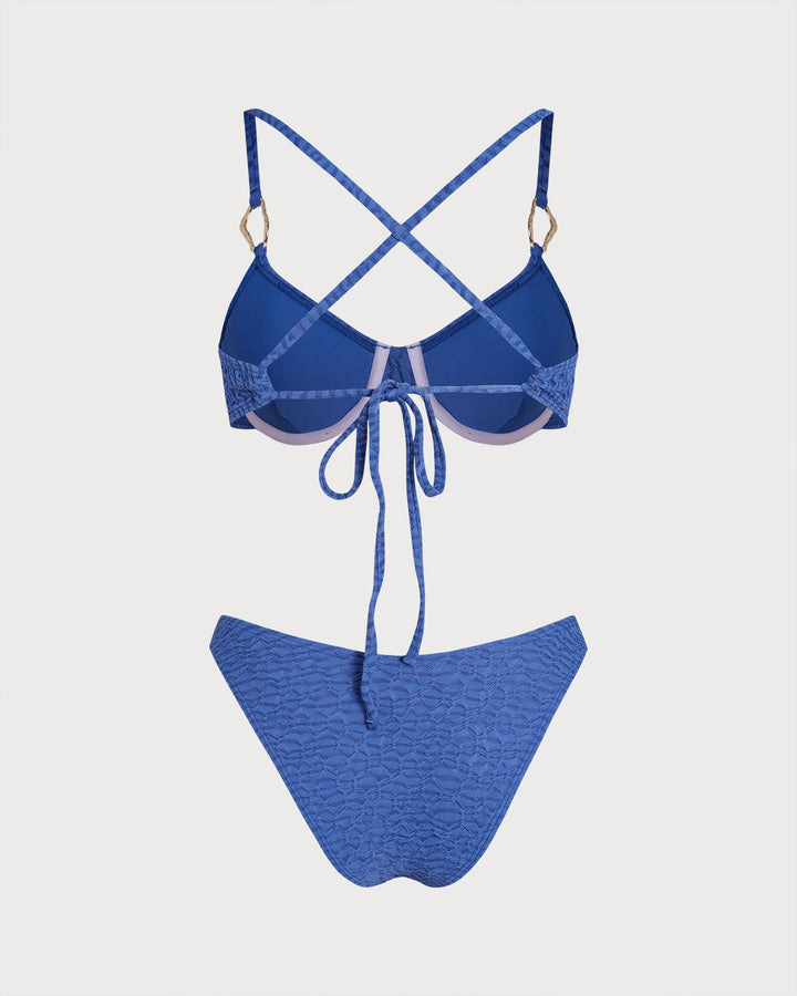 Morgan and Brooke | Textured Bikini Set for Women in Light Blue