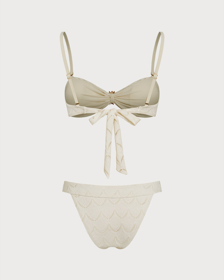 Morgan and Brooke | Drawstring Bandeau Bikini Set for Women in Off White