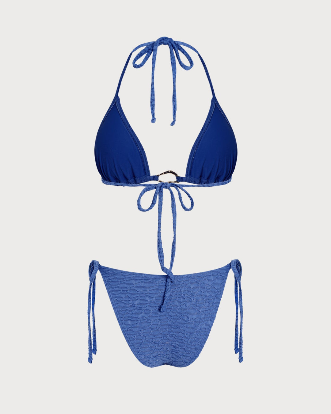 Morgan and Brooke | Halter Triangle Bikini Set, Women's, Blue, Swimwear