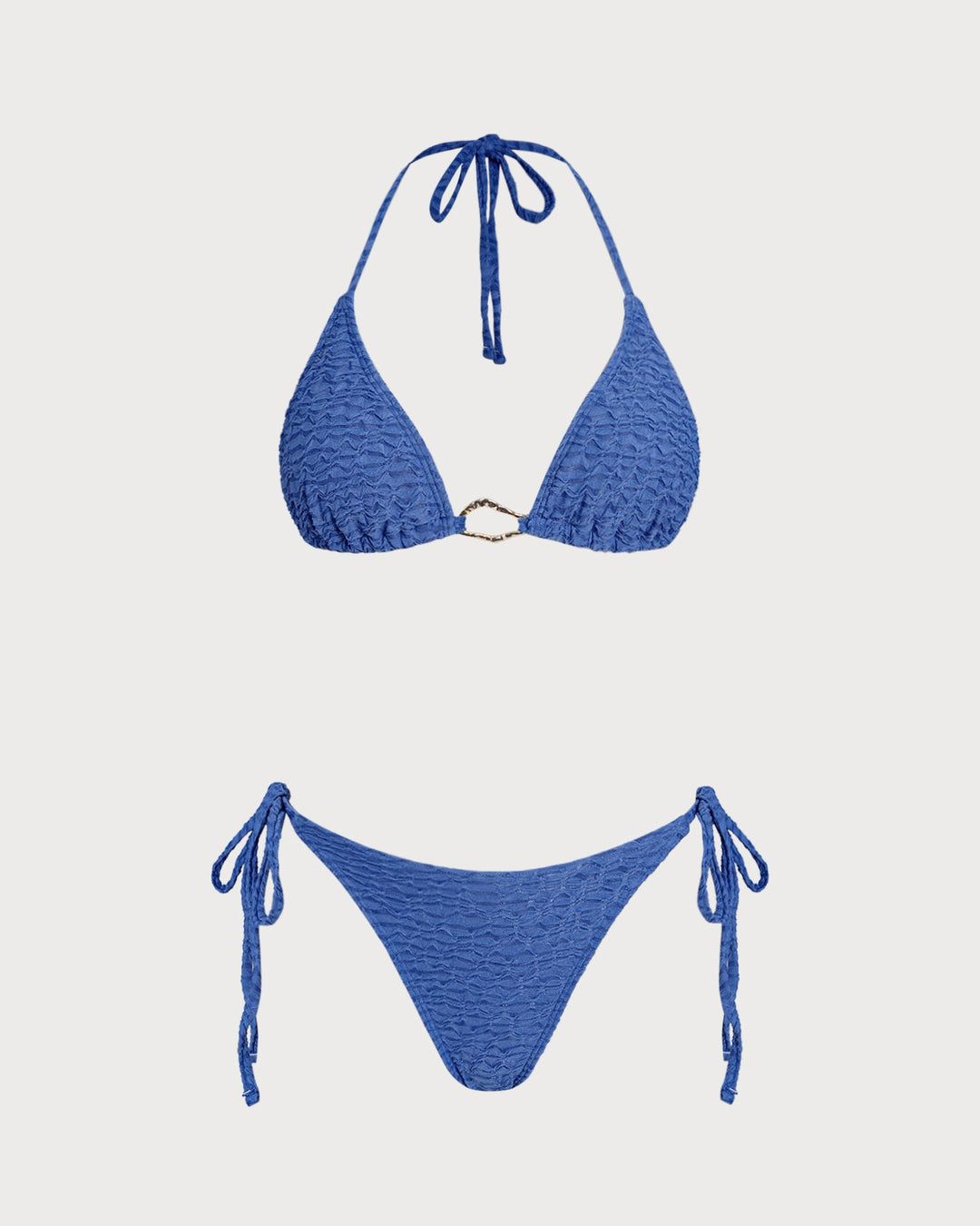 Morgan and Brooke | Halter Triangle Bikini Set, Women's, Blue, Swimwear
