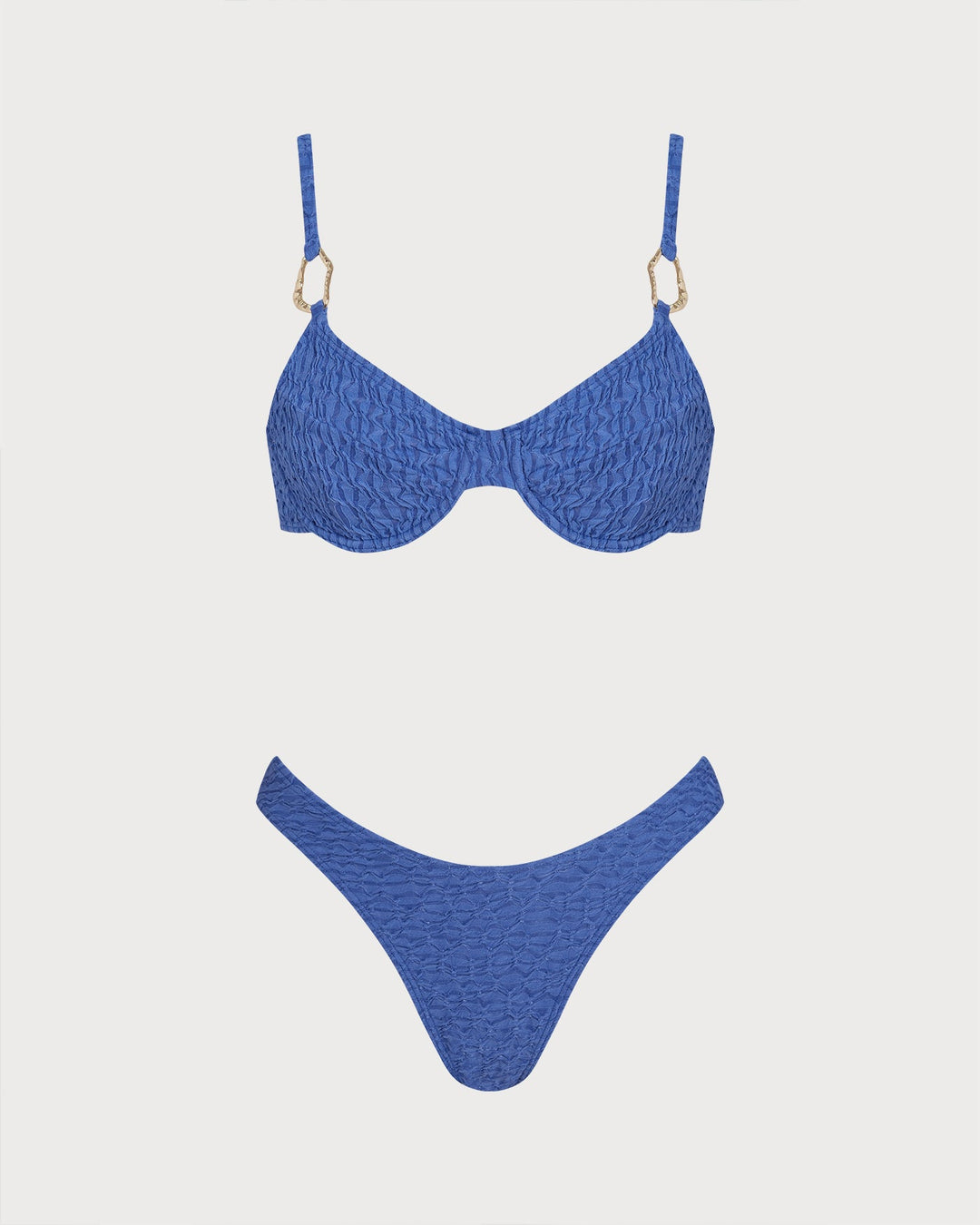 Morgan and Brooke | Textured Bikini Set for Women in Light Blue
