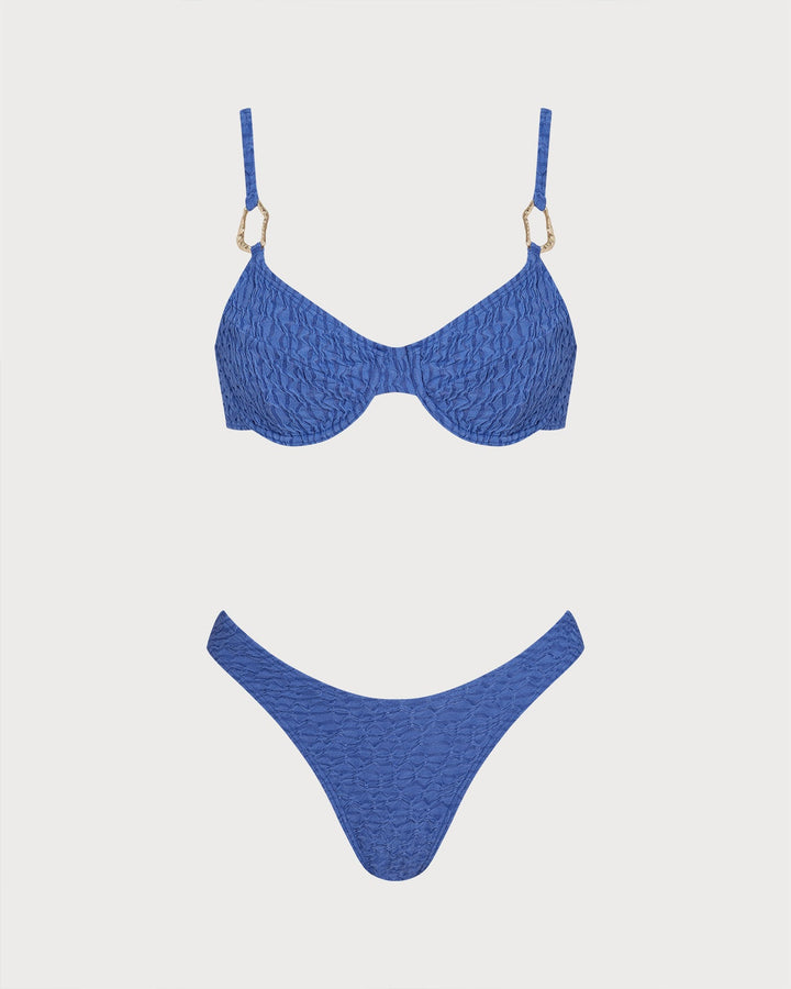 Morgan and Brooke | Textured Bikini Set for Women in Light Blue
