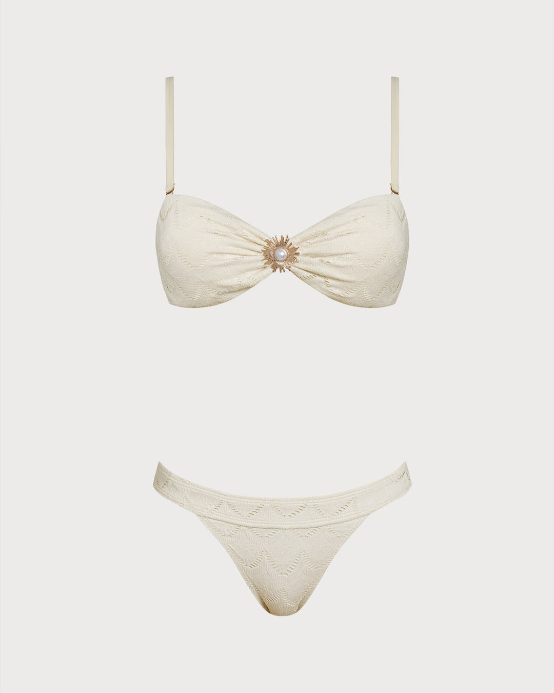 Morgan and Brooke | Drawstring Bandeau Bikini Set for Women in Off White