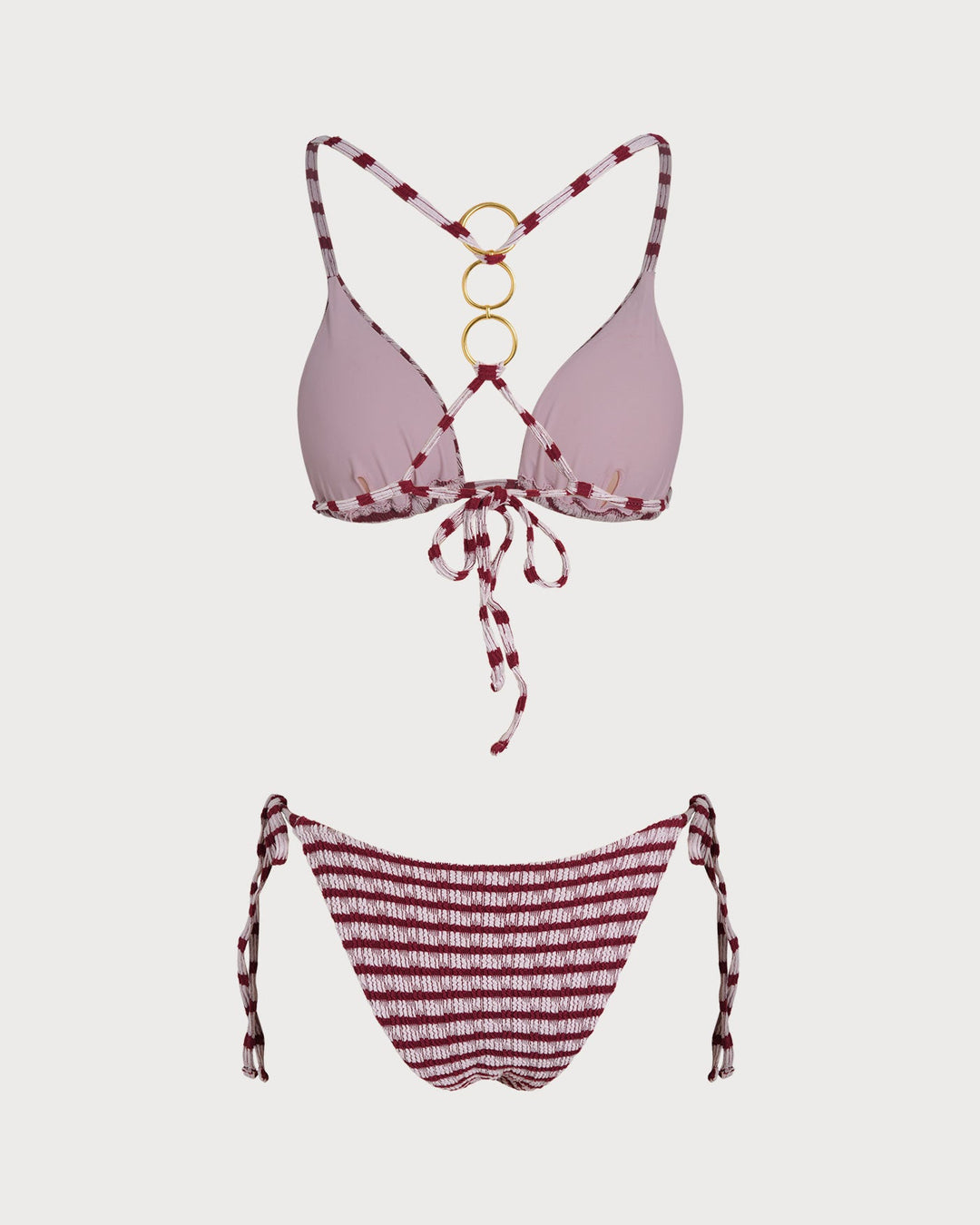 Morgan and Brooke | Striped Triangle Bikini Set for Women in Red
