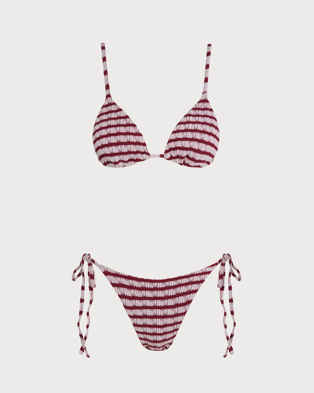 Morgan and Brooke | Striped Triangle Bikini Set for Women in Red