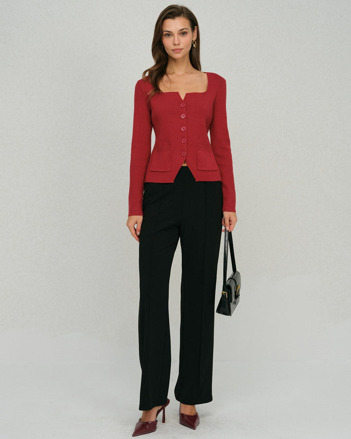 Morgan and Brooke | Red Single Breasted Cardigan