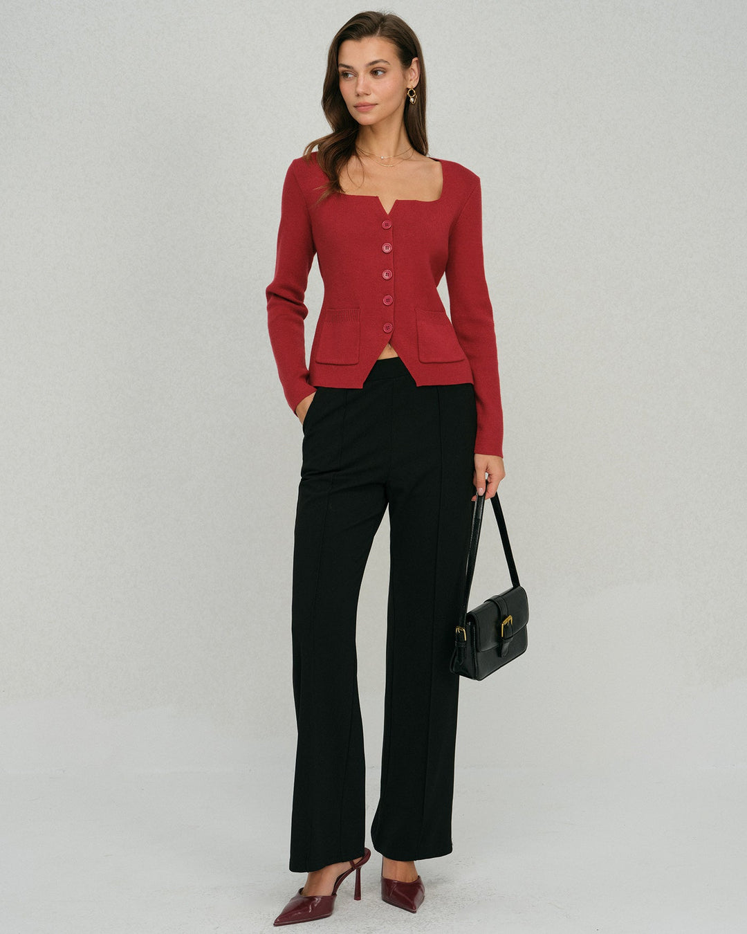 Morgan and Brooke | Red Single Breasted Cardigan