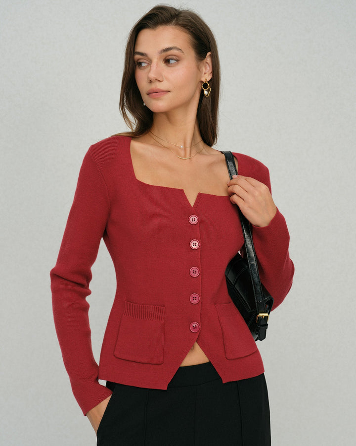 Morgan and Brooke | Red Single Breasted Cardigan