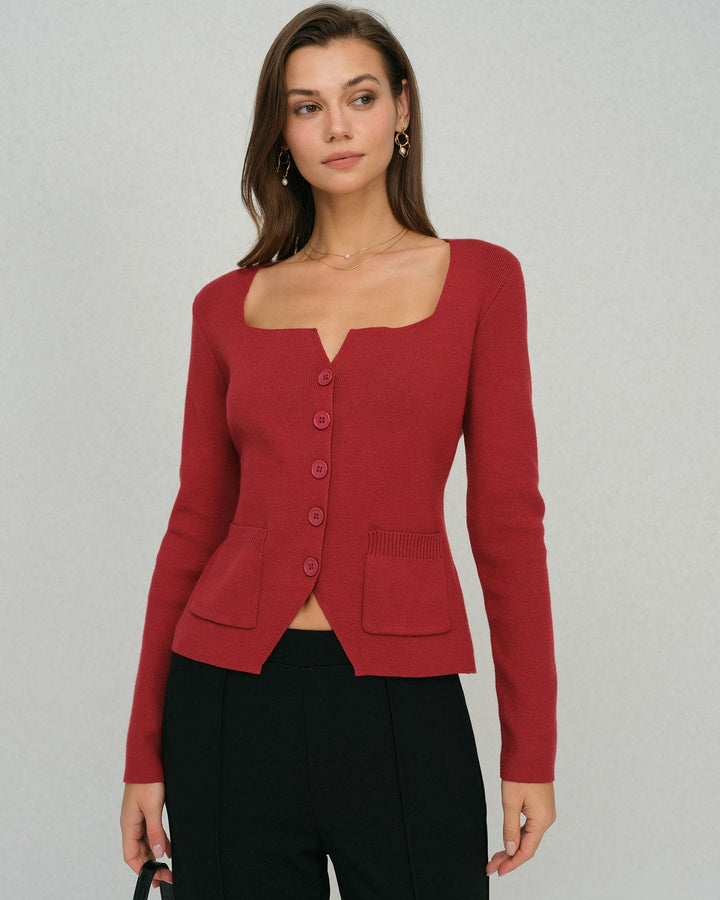 Morgan and Brooke | Red Single Breasted Cardigan