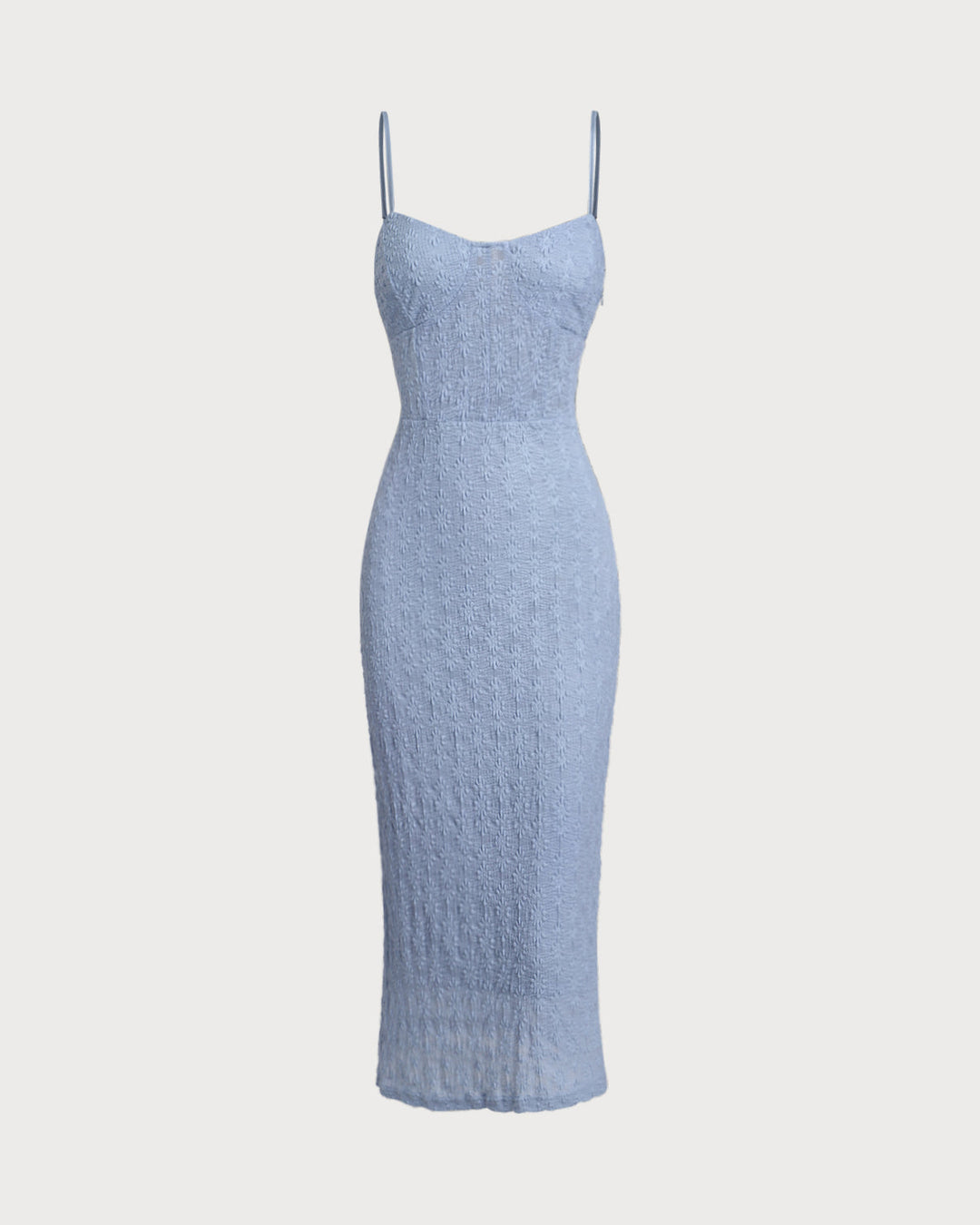 Morgan and Brooke | Lace Bodycon Midi Dress for Women in Blue