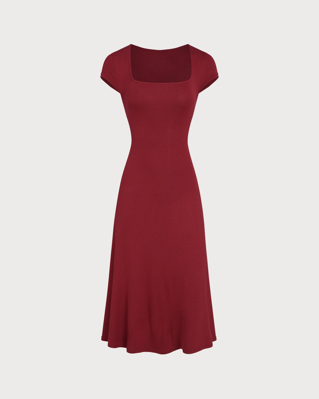 Morgan and Brooke | Square Neck Pocket Midi Dress in Red