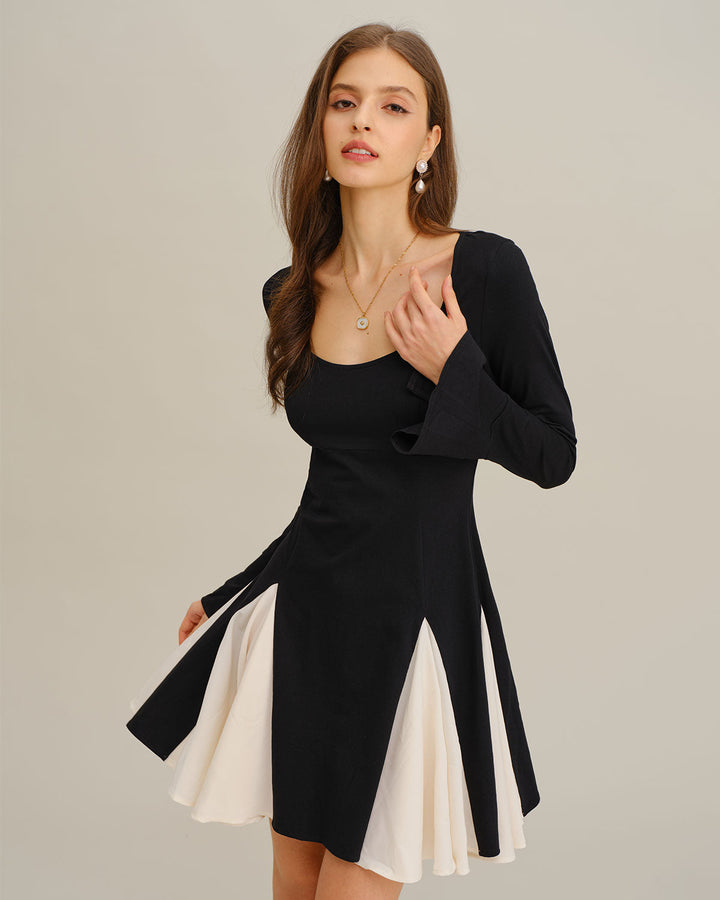 Morgan and Brooke | Bell Sleeve Mini Dress for Women in Black