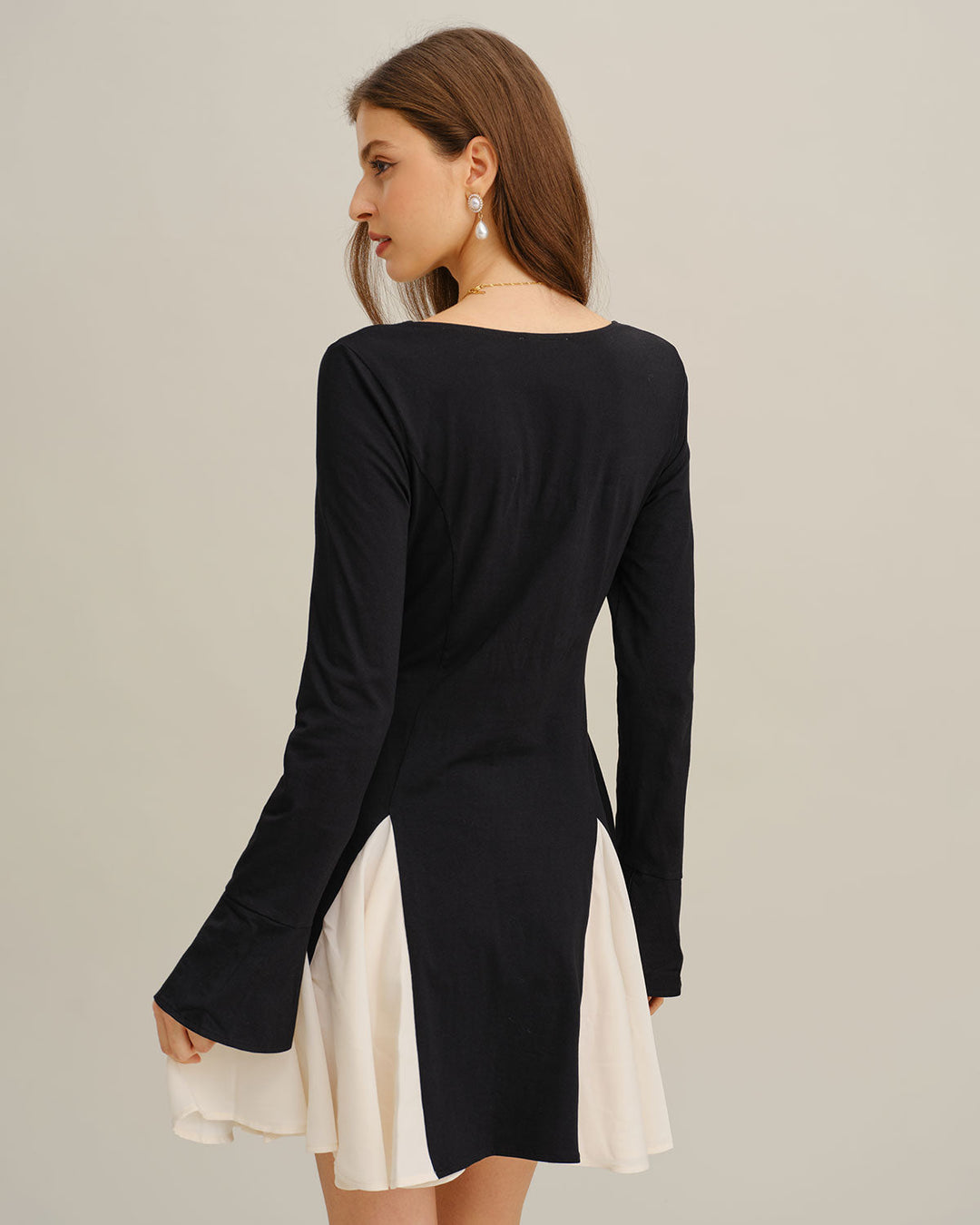 Morgan and Brooke | Bell Sleeve Mini Dress for Women in Black