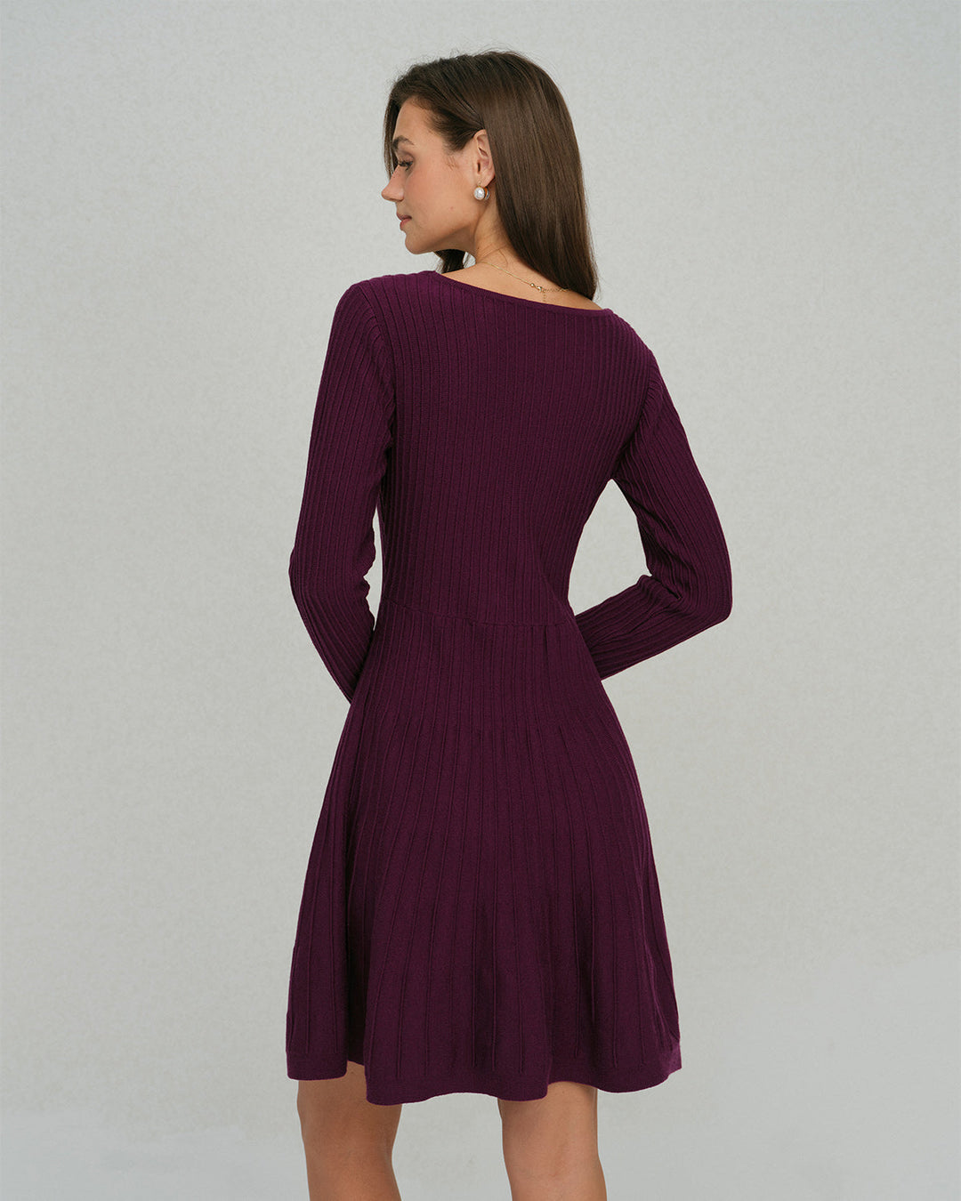 Morgan and Brooke | A-Line Sweater Dress for Women in Purple