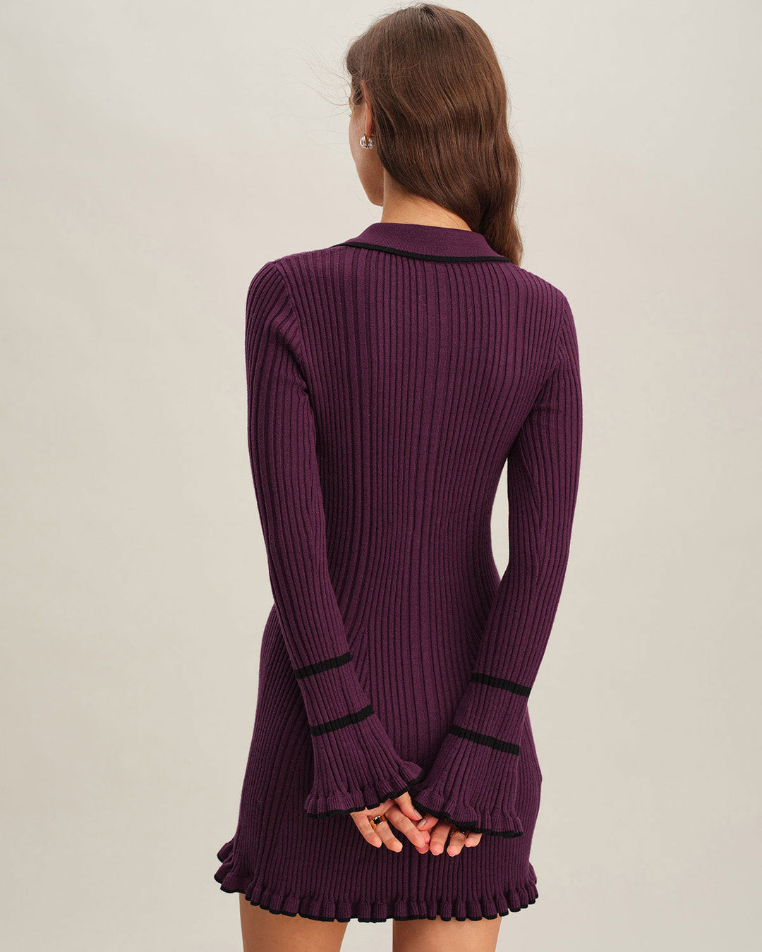 Morgan and Brooke | Bell Sleeve Sweater Dress for Women in Purple