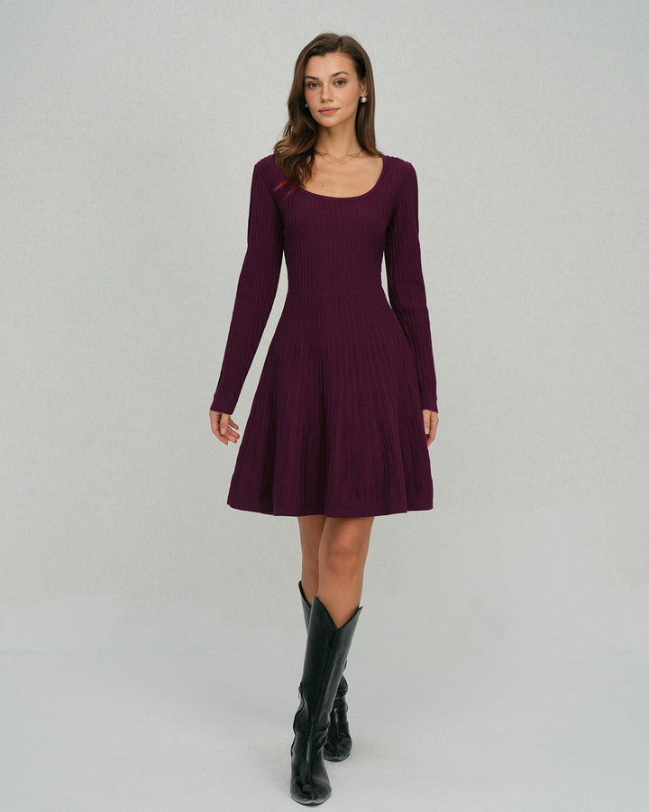 Morgan and Brooke | A-Line Sweater Dress for Women in Purple