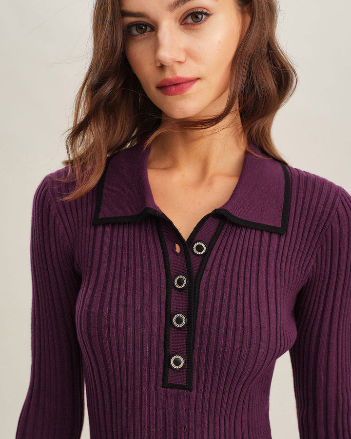 Morgan and Brooke | Bell Sleeve Sweater Dress for Women in Purple