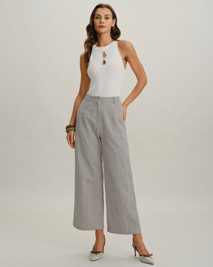 Morgan and Brooke | White Mock Neck Knit Tee