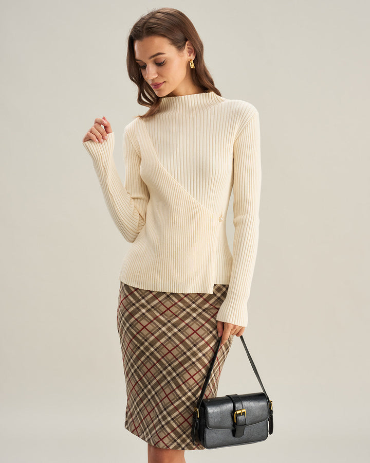 Morgan and Brooke | Slim Knit Tee for Women in Apricot
