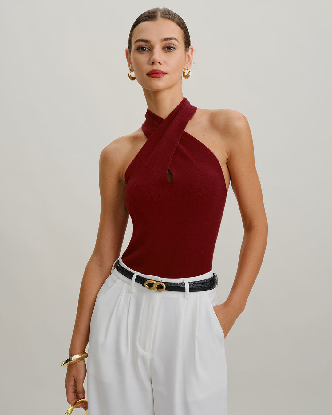 Morgan and Brooke | Knit Halter Vest for Women in Red