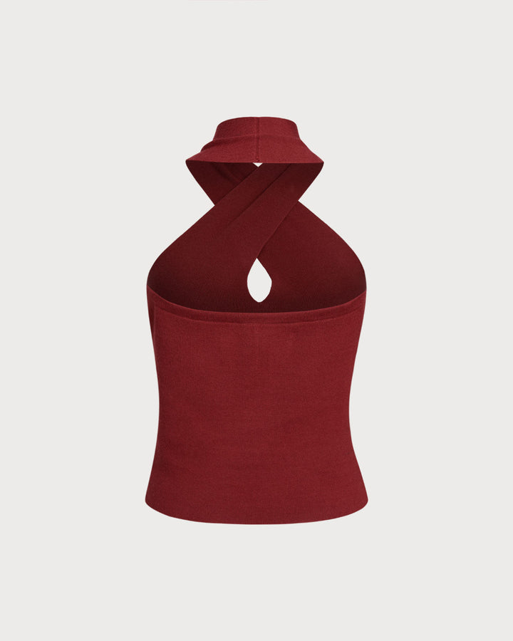 Morgan and Brooke | Knit Halter Vest for Women in Red