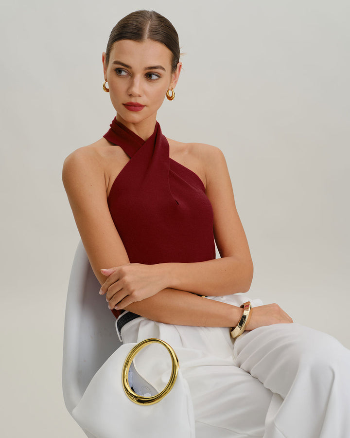 Morgan and Brooke | Knit Halter Vest for Women in Red