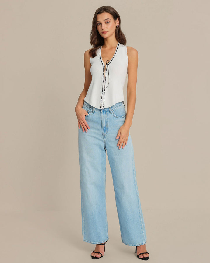 Morgan and Brooke | Halter Drawstring Vest for Women in White