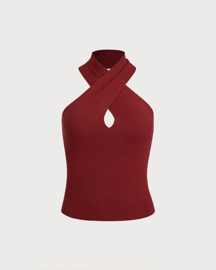 Morgan and Brooke | Knit Halter Vest for Women in Red