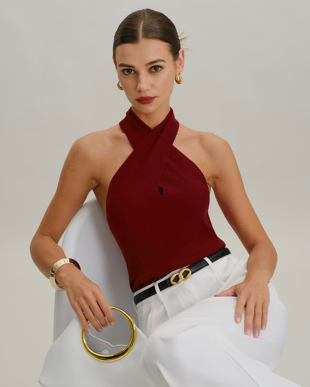 Morgan and Brooke | Knit Halter Vest for Women in Red