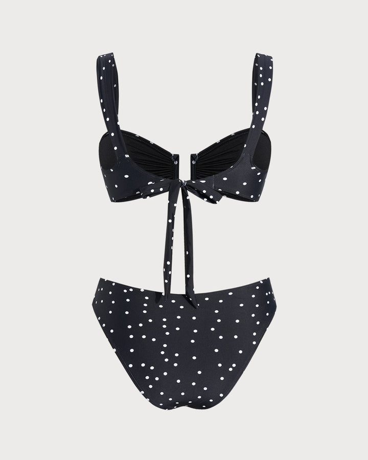 Morgan and Brooke | Black Polka Dot Bandeau Bikini Set