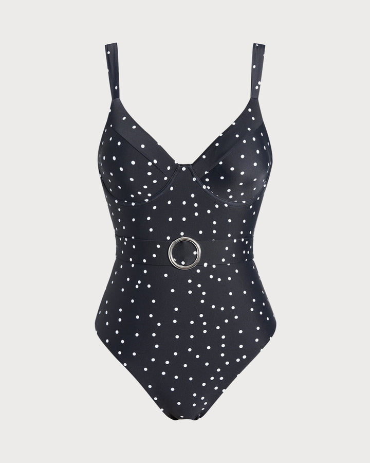 Morgan and Brooke | One Piece Swimwear for Women, Black Polka Dots
