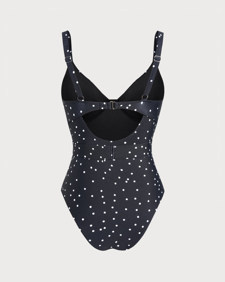 Morgan and Brooke | One Piece Swimwear for Women, Black Polka Dots