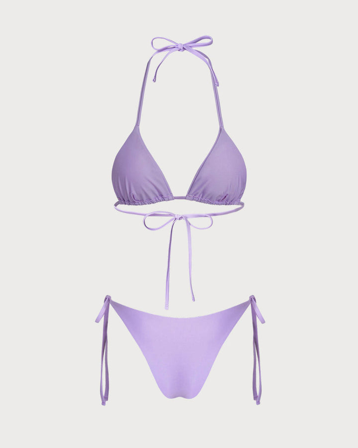 Morgan and Brooke | Triangle Bikini Set for Women in Purple with Drawstring