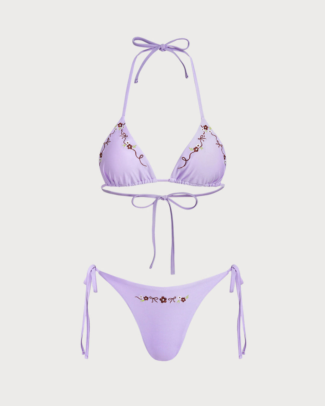 Morgan and Brooke | Triangle Bikini Set for Women in Purple with Drawstring