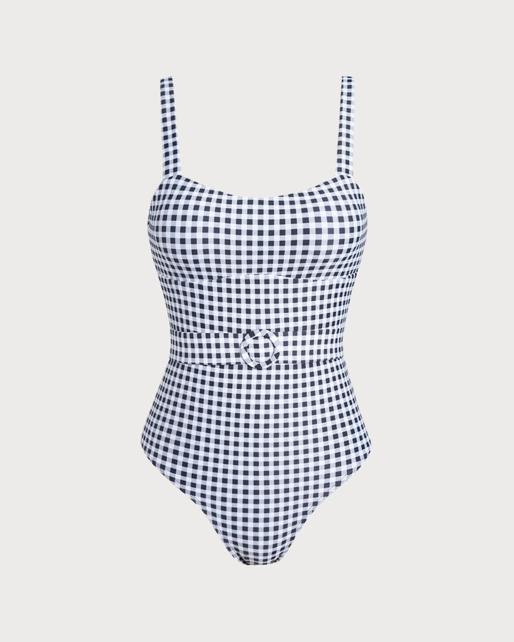Morgan and Brooke | Black Plaid One Piece Swimsuit
