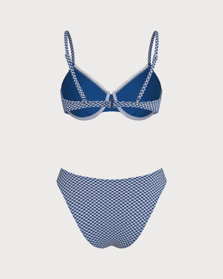 Morgan and Brooke | Underwire Bikini Set for Women in Blue Plaid