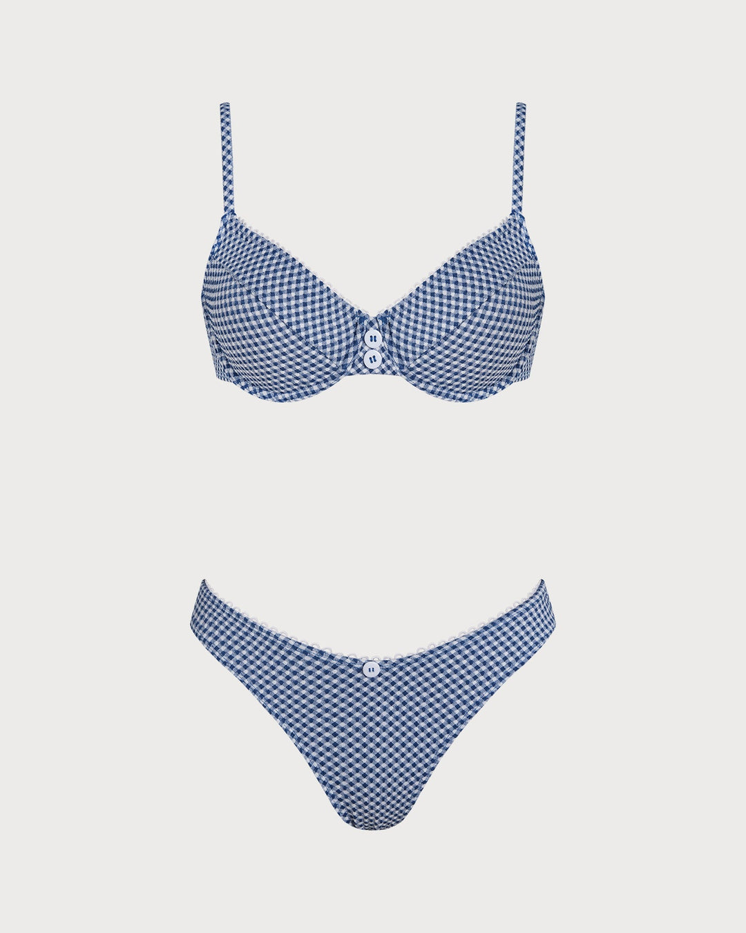 Morgan and Brooke | Underwire Bikini Set for Women in Blue Plaid