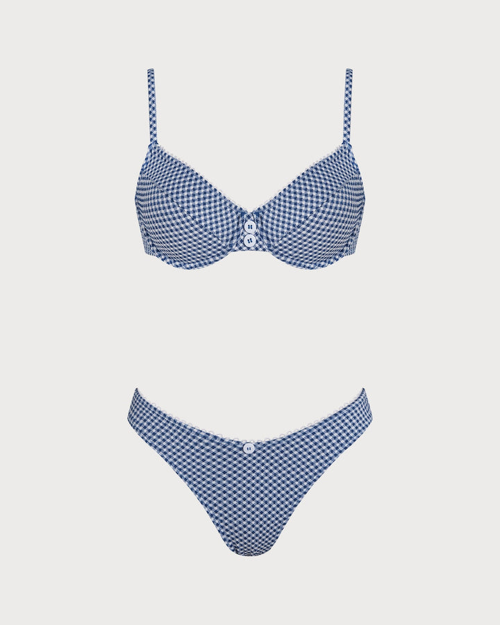 Morgan and Brooke | Underwire Bikini Set for Women in Blue Plaid