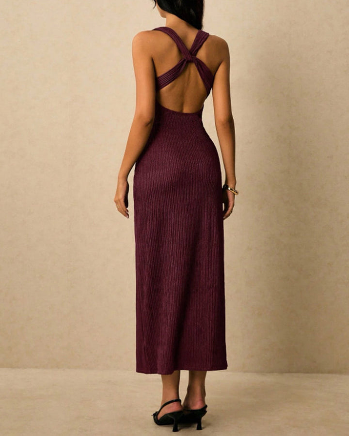 Morgan and Brooke | Wine Red V Neck Maxi Dress
