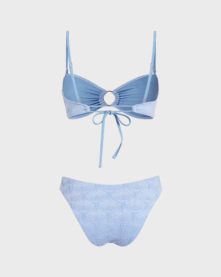 Morgan and Brooke | Jacquard Cut Out Bikini Set for Women in Blue