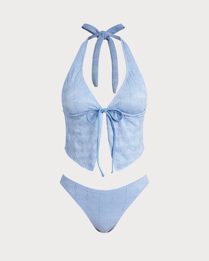 Morgan and Brooke | Light Blue Knitted Tankini