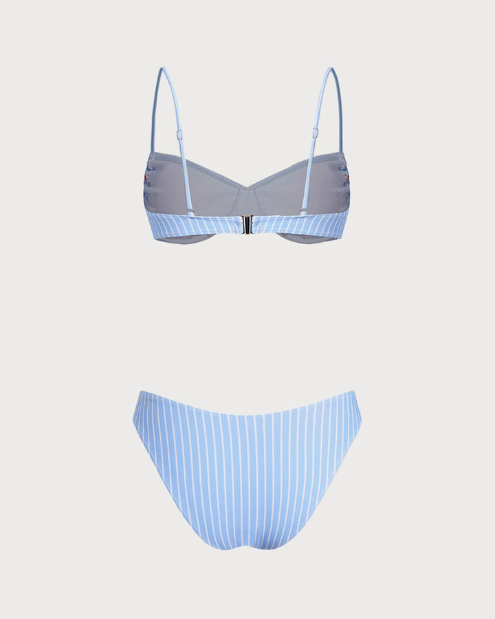 Morgan and Brooke | Underwire Bikini Set for Women in Blue Stripes