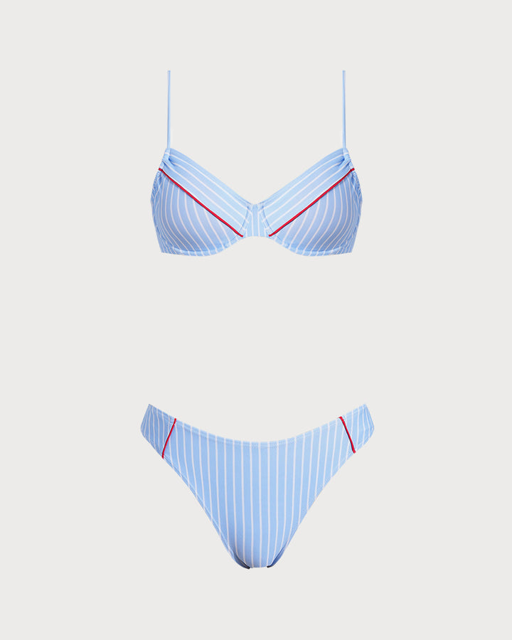 Morgan and Brooke | Underwire Bikini Set for Women in Blue Stripes