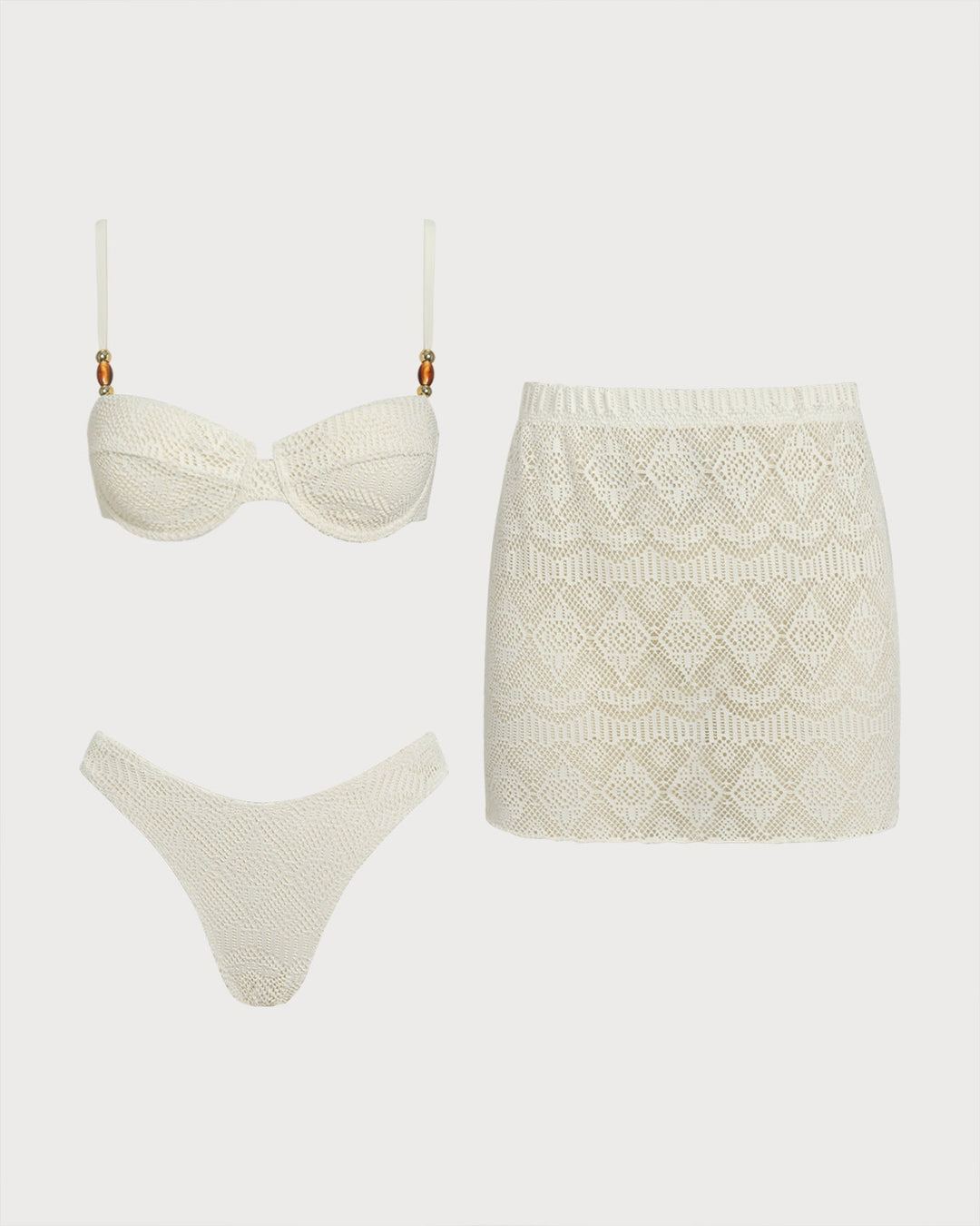 Morgan and Brooke | Textured Underwire Three-Piece Set, White