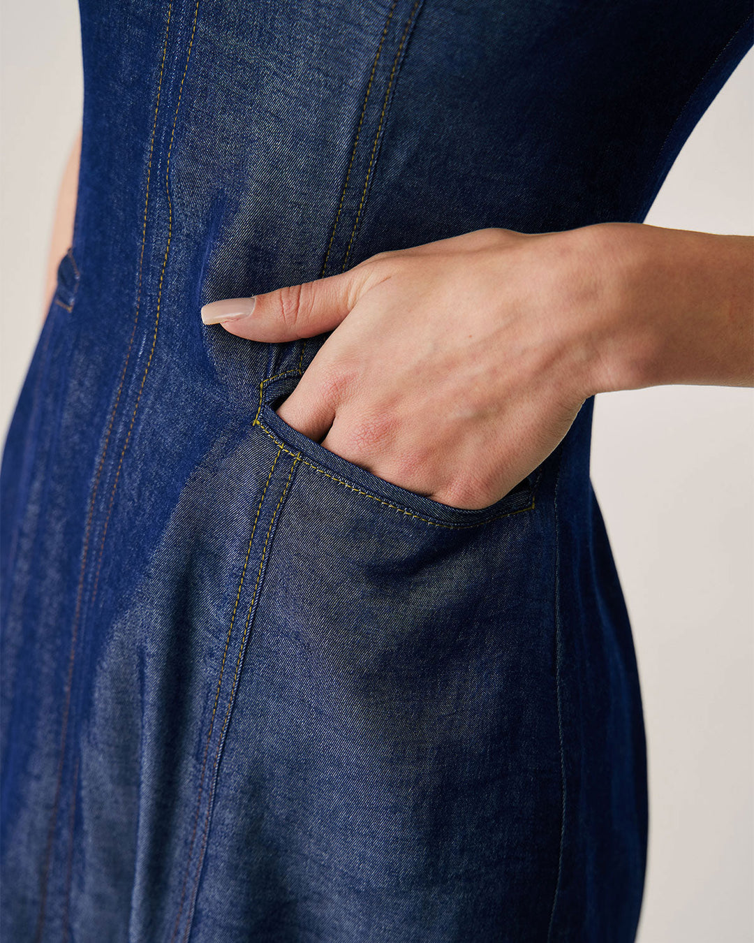 Morgan and Brooke | Sleeveless Mini Dress for Women in Blue with Pockets