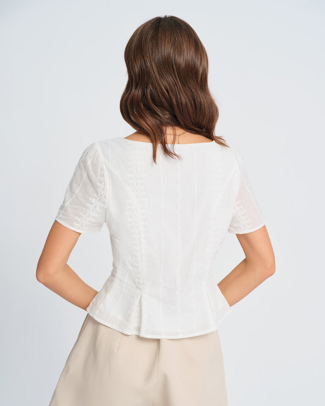 Morgan and Brooke | Floral Textured Blouse for Women in White