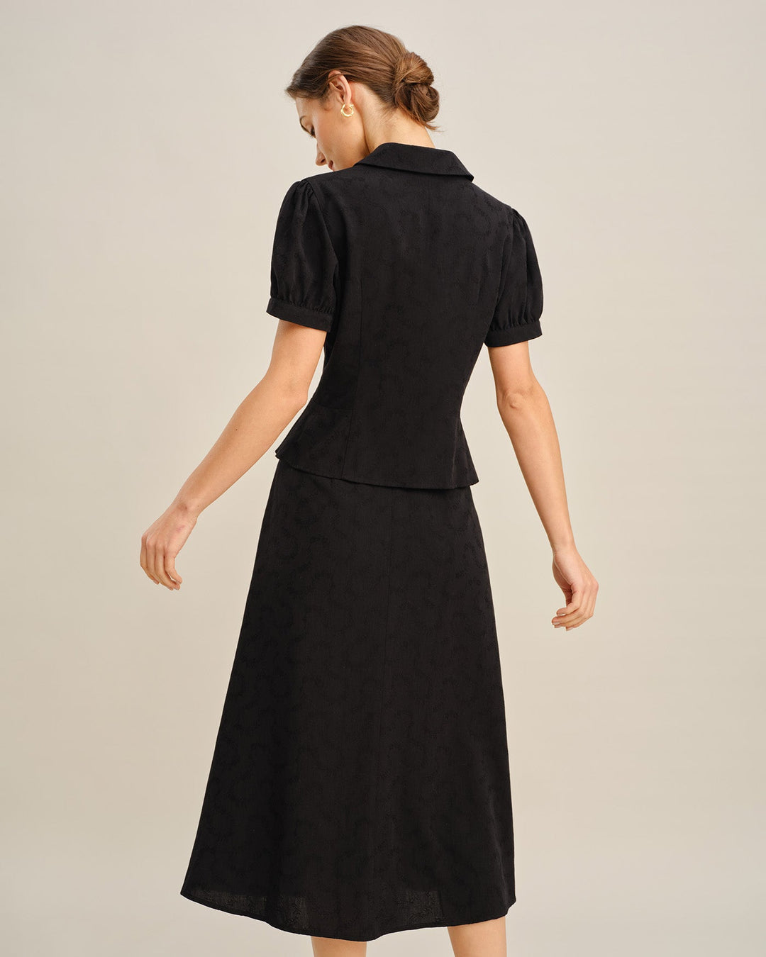 Morgan and Brooke | Black Embroidered Collar Blouse